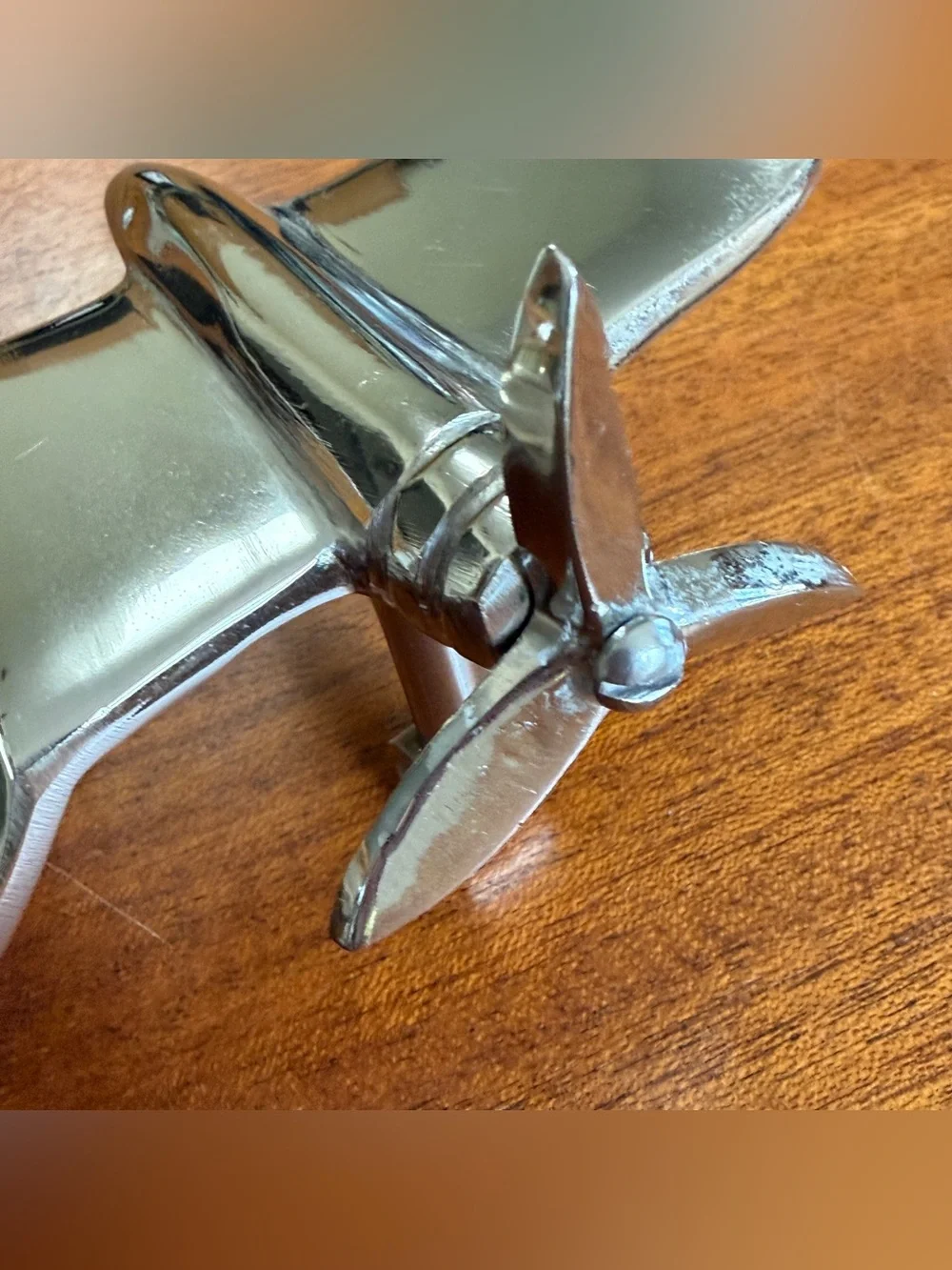 Vintage Godinger Silver Art Twin-Engine Airplane Sculpture Spinning Propellers